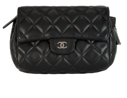 Chanel Quilted Cosmetic Pouch, &pound;495, Accessories, Black, Lambskin Leather, Front view